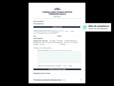 Formulaire consultation onco-oraux : Initial et suivi